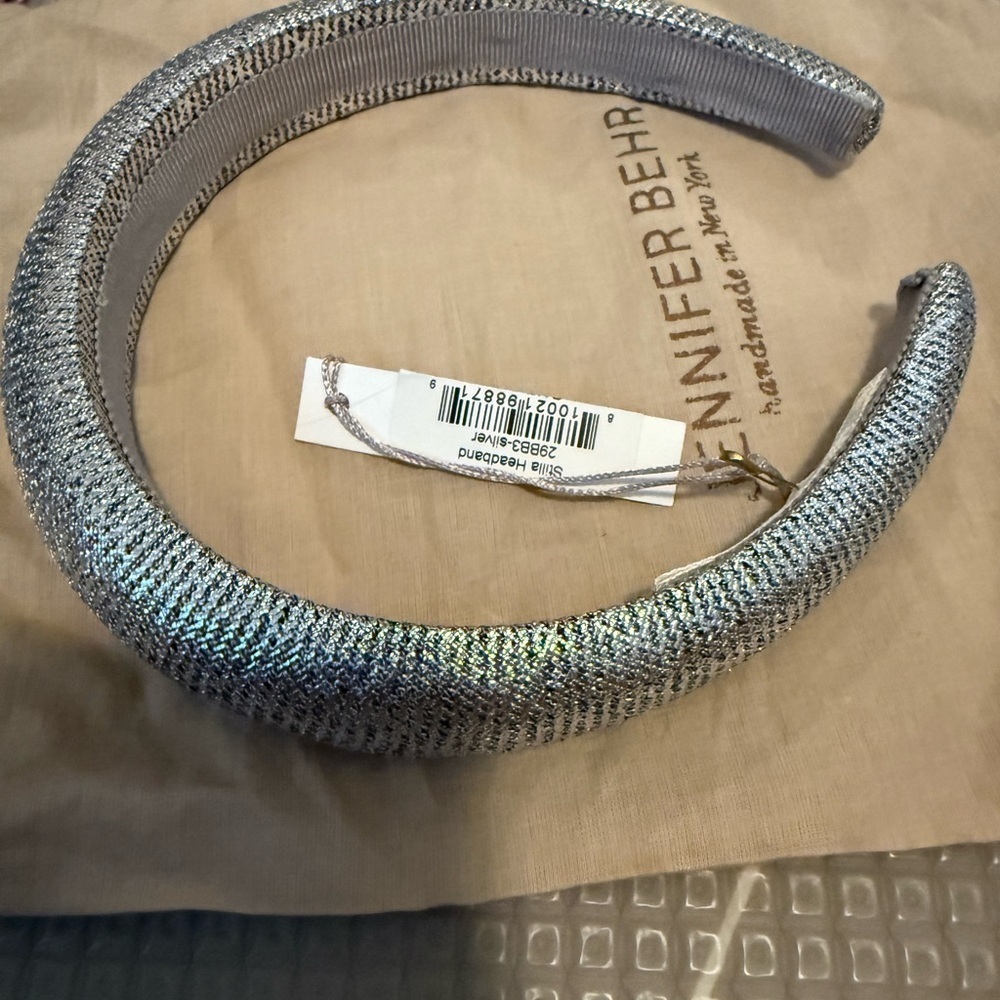 NWT Jennifer Behr Metallic Gray/Silver Stilla Headband - Picture 2 of 4